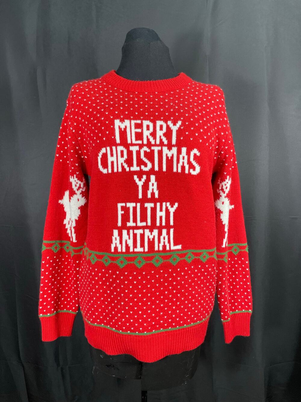 Home Alone, Ugly Christmas Sweater, Merry Christmas Ya Filthy Animal Red Medium